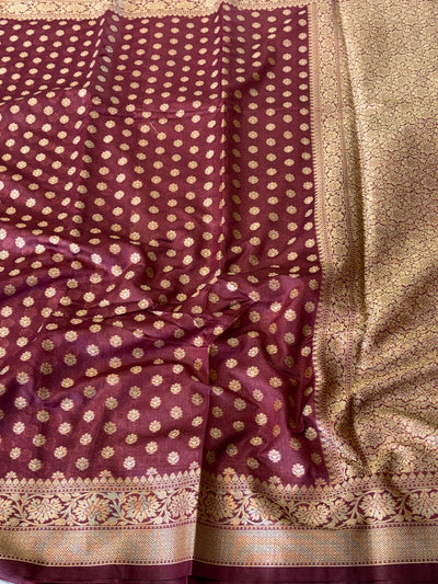 Banarasi georgette silk saree in Wine colour