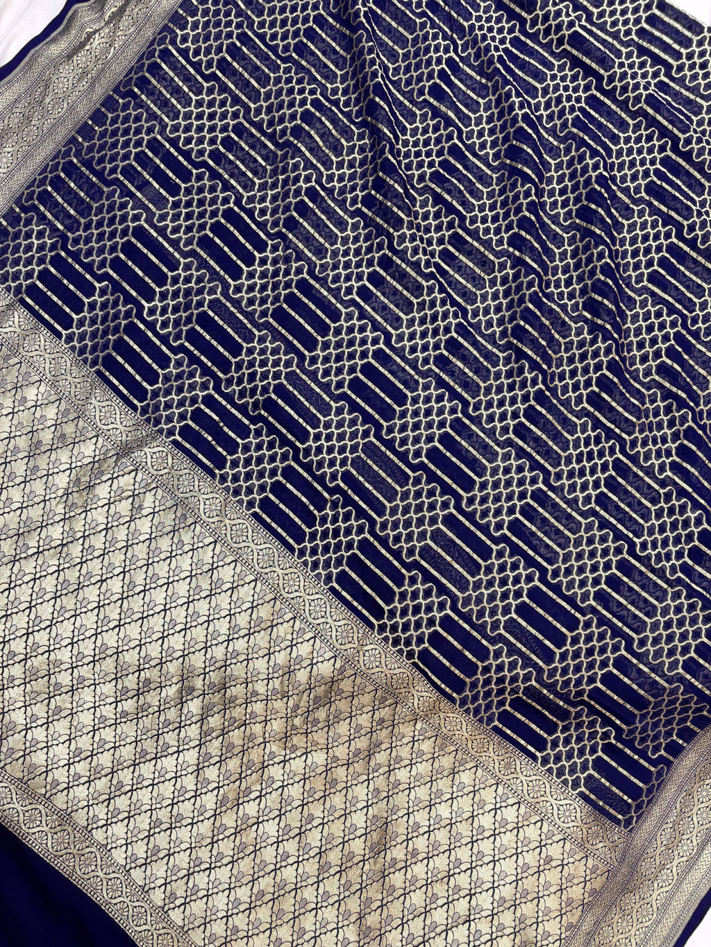 Pure georgette silk saree in navy blue colour