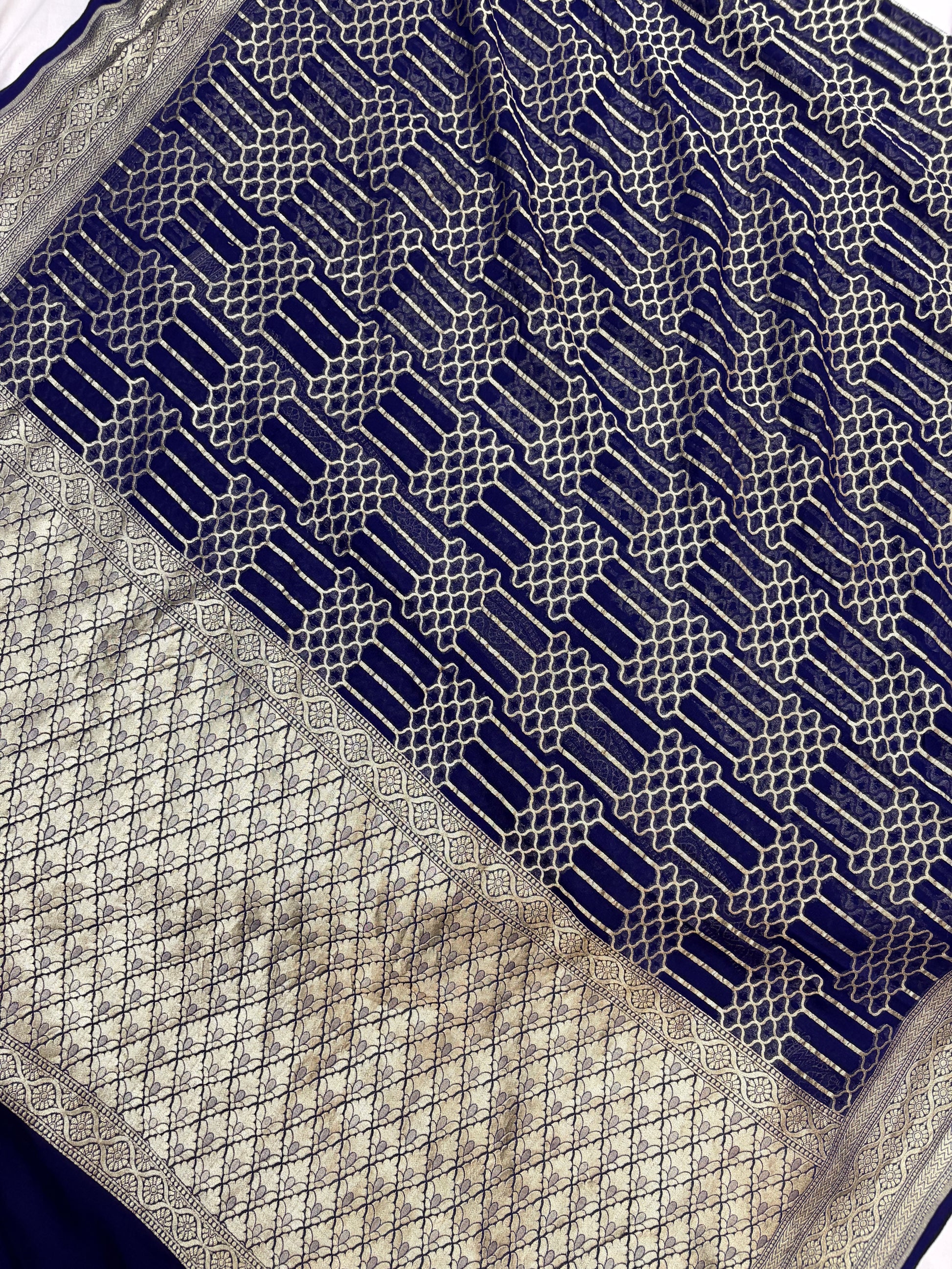 Pure georgette silk saree in navy blue colour