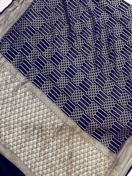 Pure georgette silk saree in navy blue colour