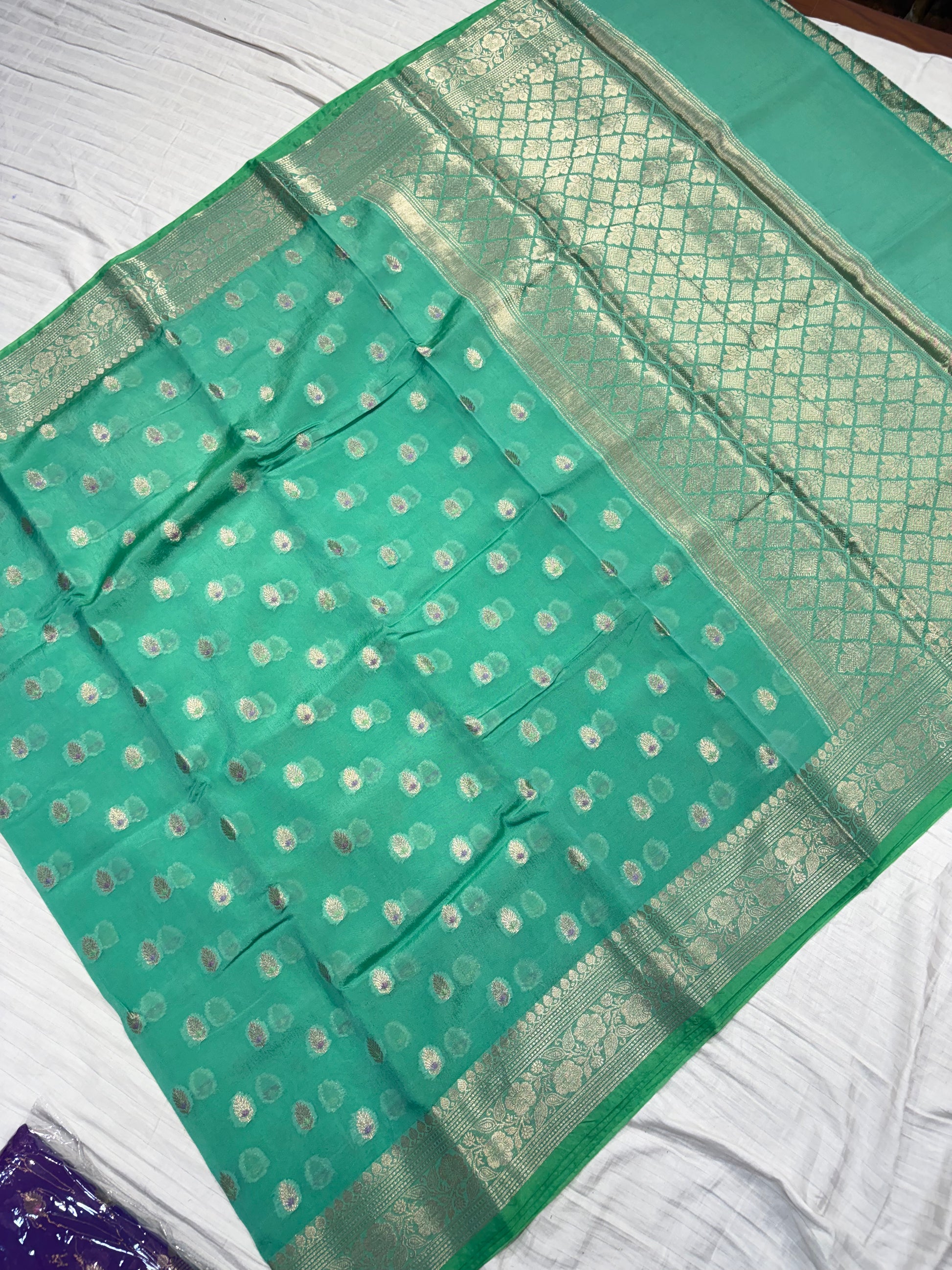 Banarasi semi georgette silk saree in green colour