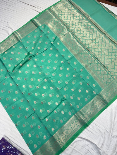 Banarasi semi georgette silk saree in green colour