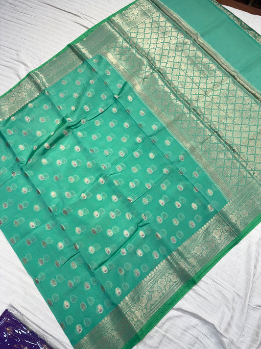 Banarasi semi georgette silk saree in green colour