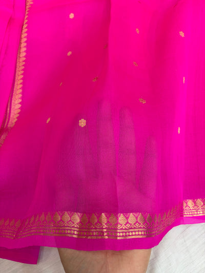 Pure handloom organza silk saree in Rani Pink colour