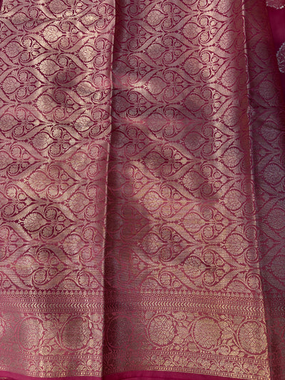 Banarasi mulberry katan silk saree in beautiful Tea rose colour