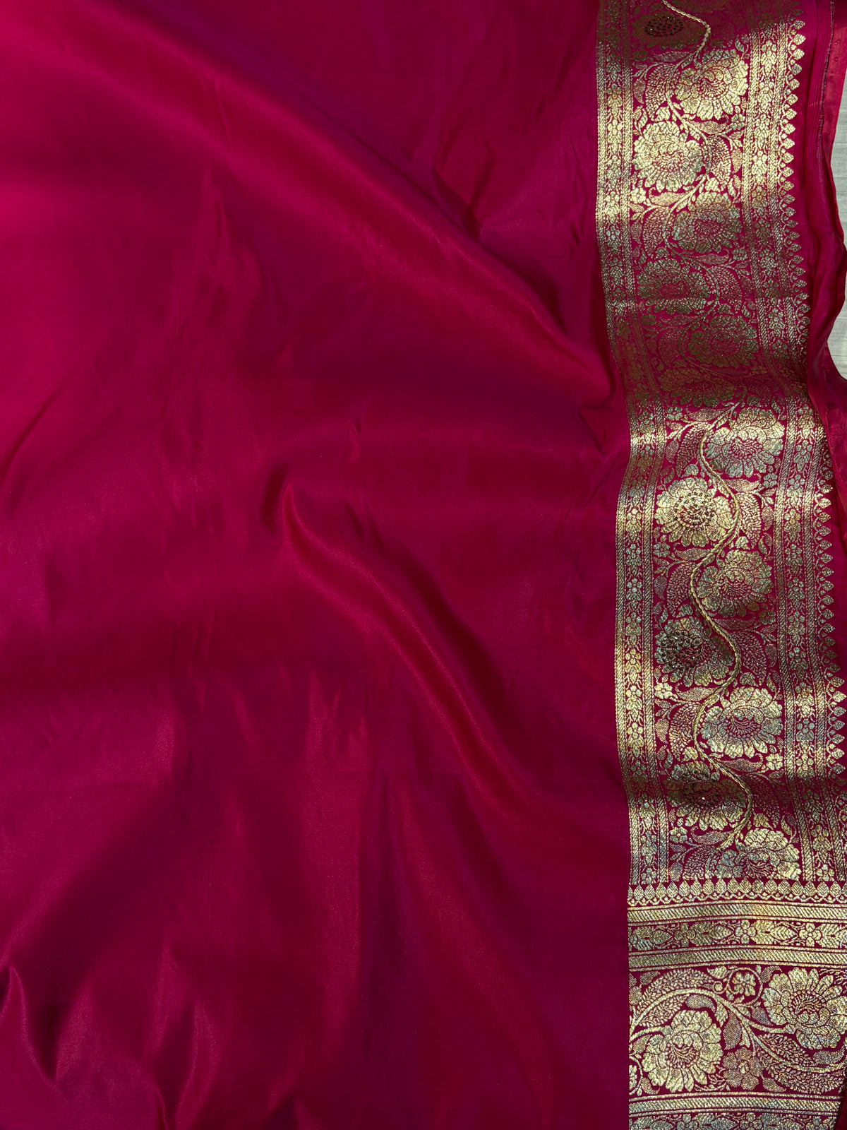 Bridal Banarasi satin Katan silk sarees in Rani pink colour with all over Swarovski work