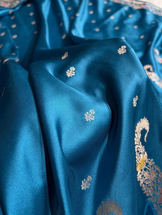 Beautiful Mashru silk saree in Saphire blue colour