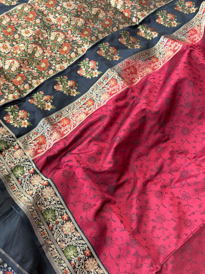 Handwoven pure Valkalam Satin katan silk saree