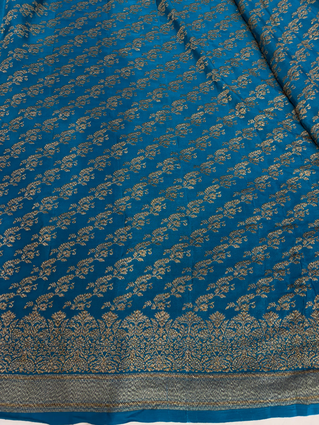 Pure khaddi crepe silk saree in German blue colour