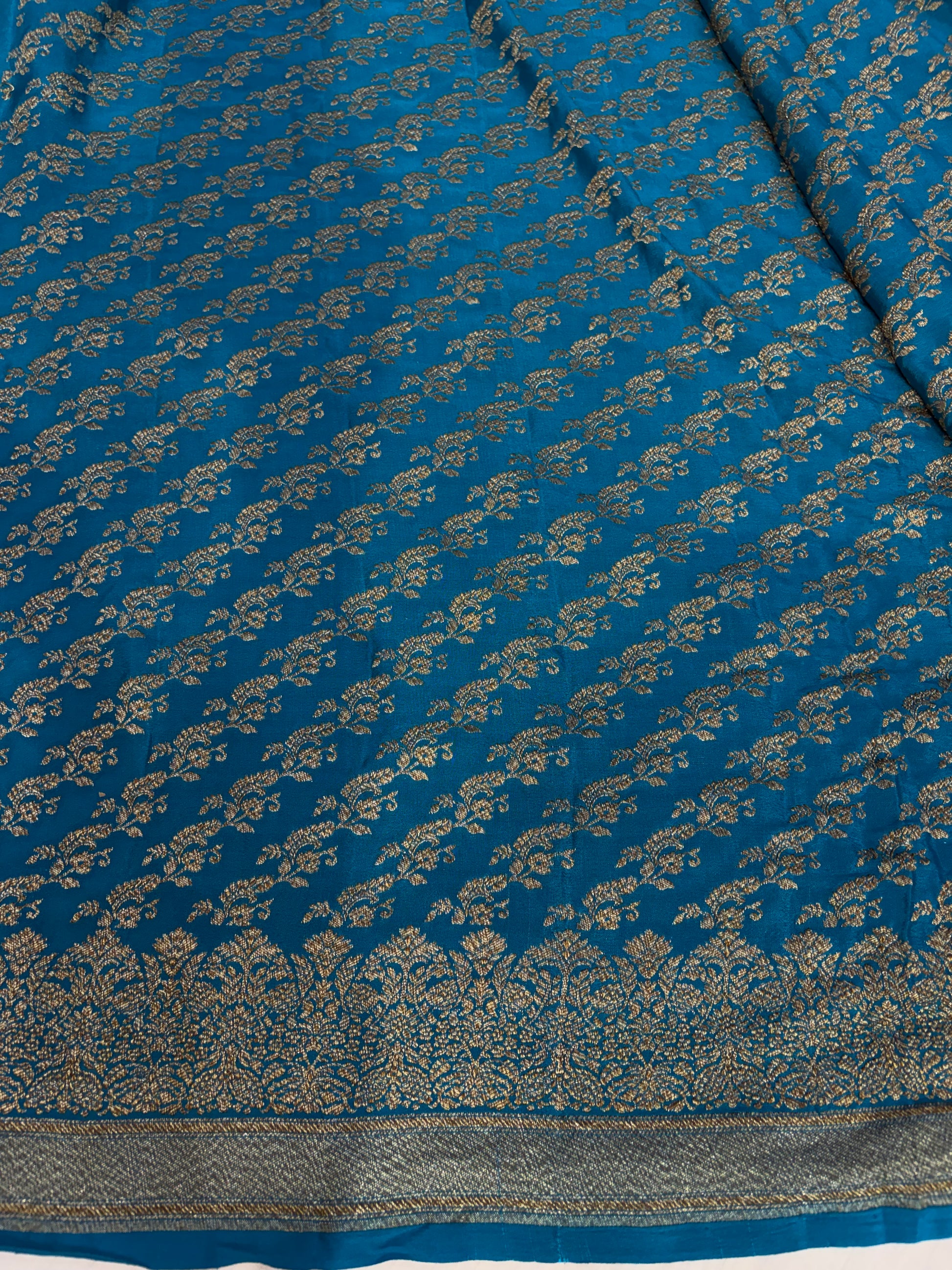Pure khaddi crepe silk saree in German blue colour