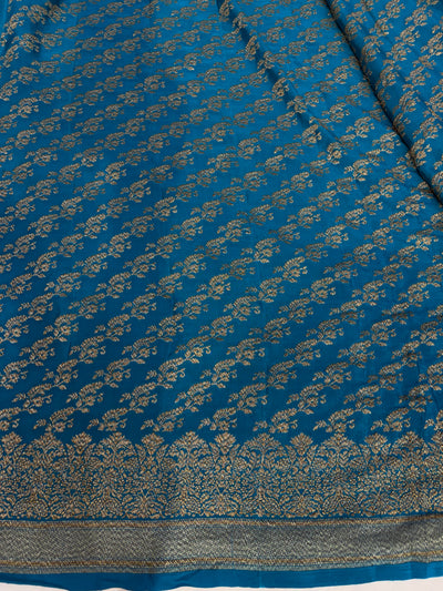 Pure khaddi crepe silk saree in German blue colour
