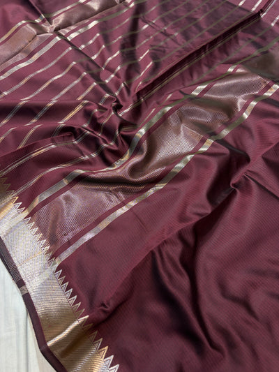 Banarasi soft silk saree in wine colour