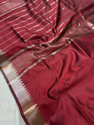 Banarasi soft silk saree in maroon colour