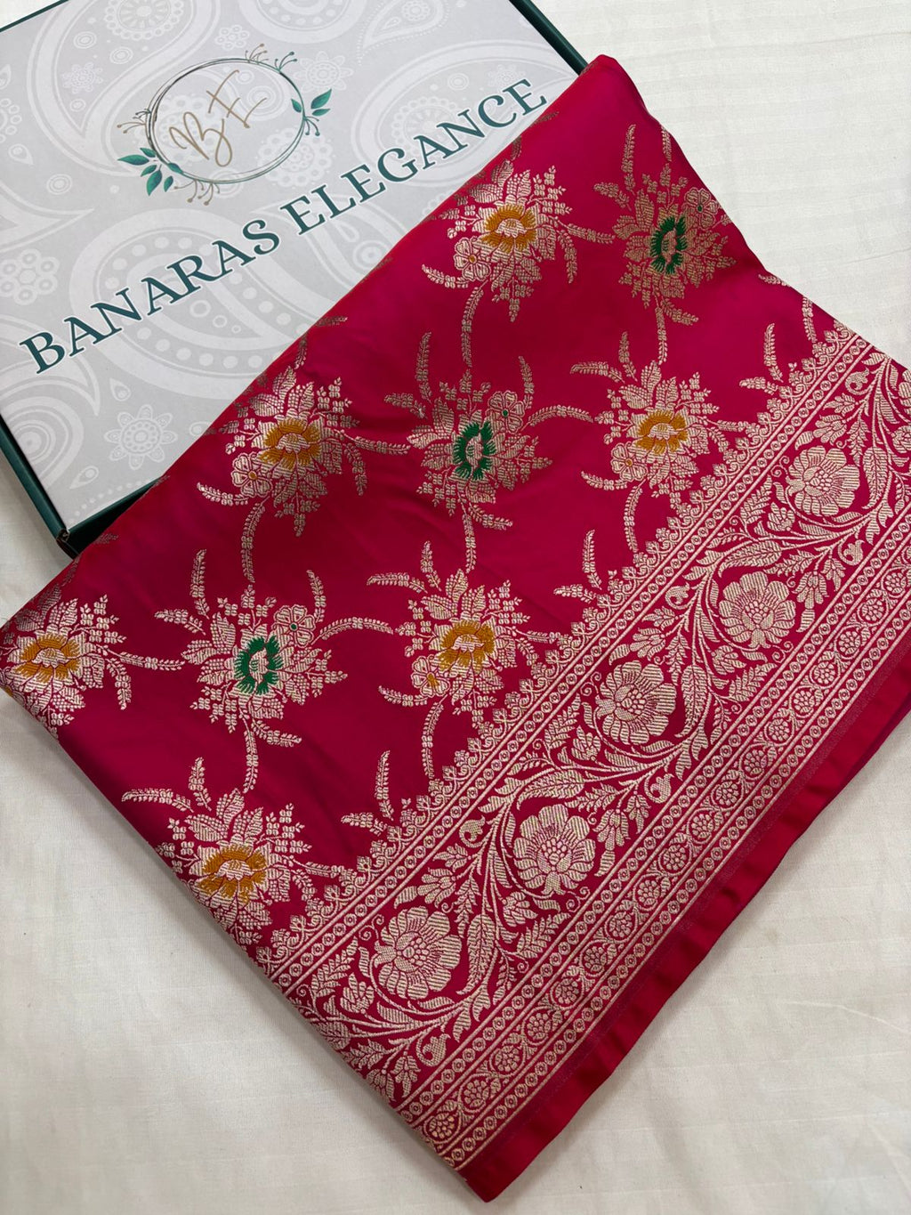 Rani Mashru Silk Saree With Zari  Border Mina Boota