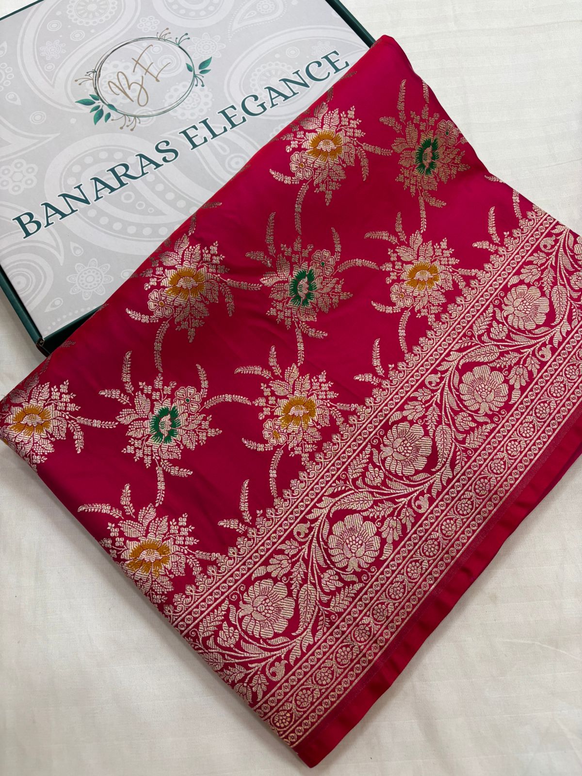 Rani Mashru Silk Saree With Zari  Border Mina Boota