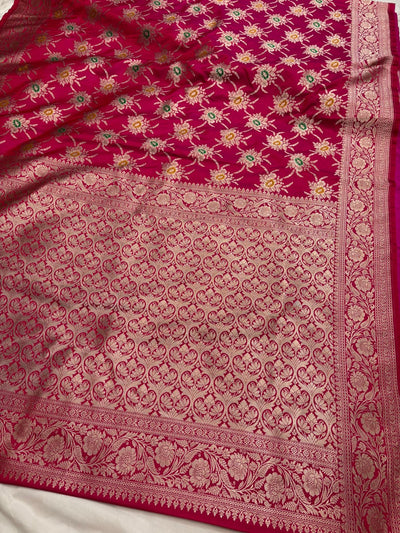 Rani Mashru Silk Saree With Zari  Border Mina Boota