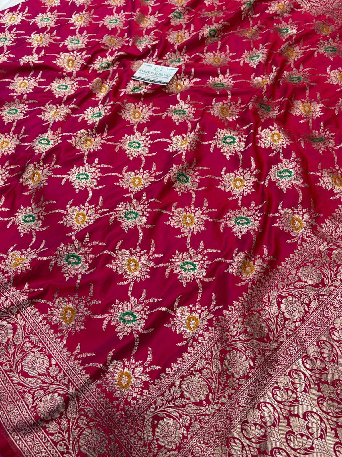 Rani Mashru Silk Saree With Zari  Border Mina Boota