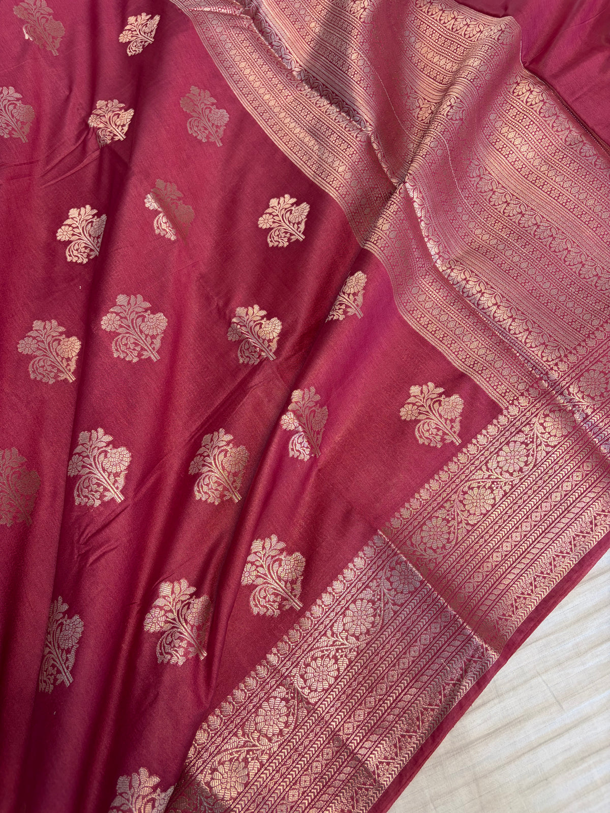 Banarasi soft katan silk saree in Rani pink colour