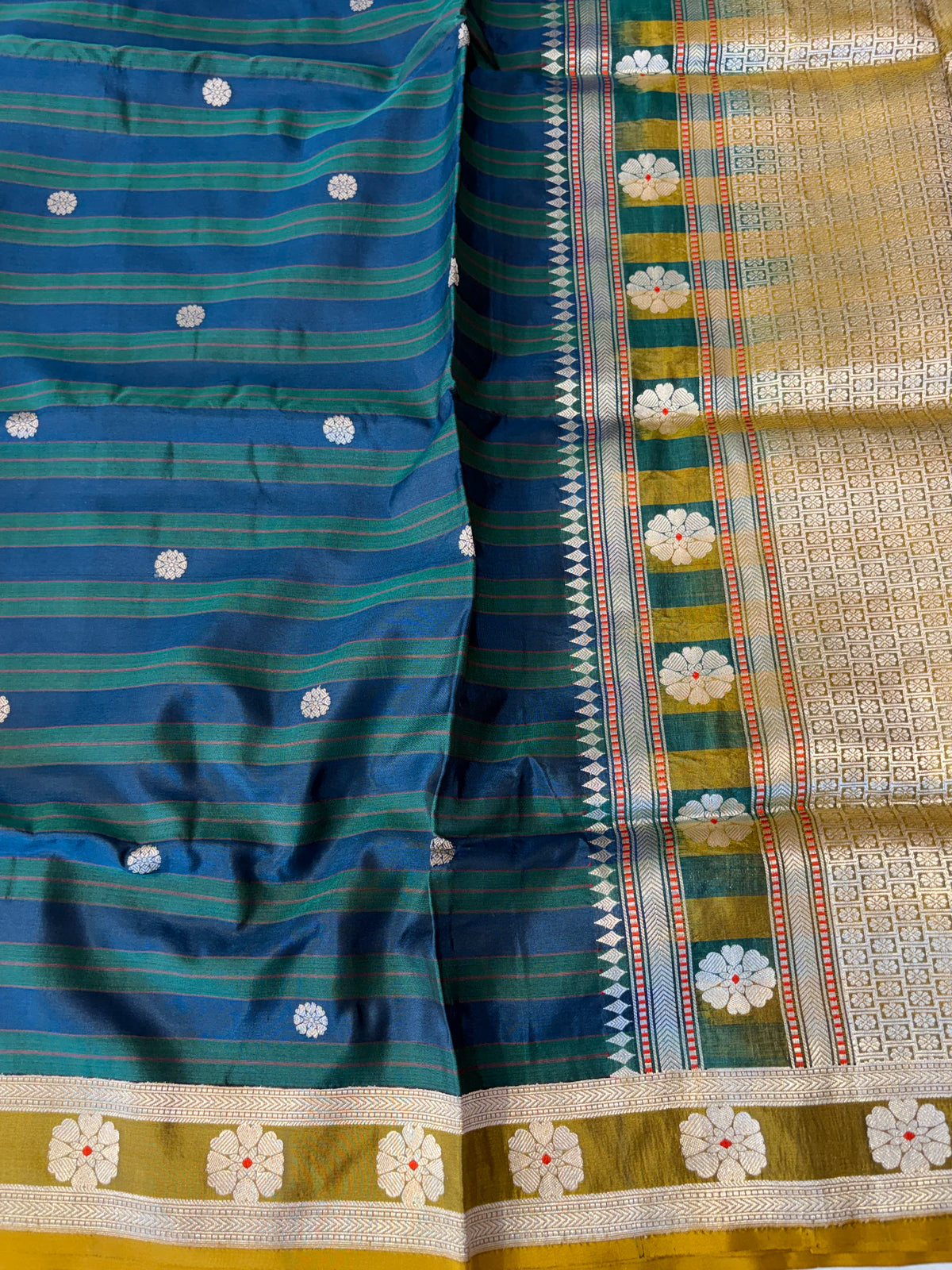 Handwoven pure Kora katan silk saree