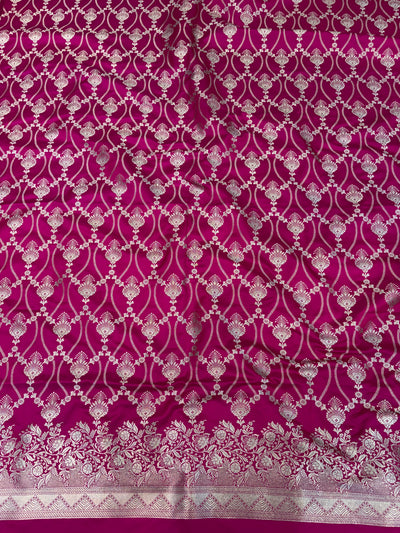 Beautiful Banarasi Mashru silk suit in Dark Rani colour