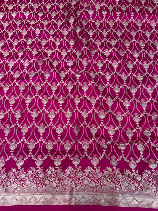 Beautiful Banarasi Mashru silk suit in Dark Rani colour