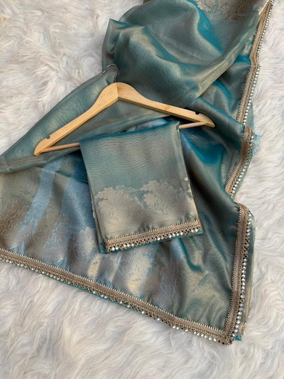 BANARASI SOFT TISSUE SILK SAREE WITH RICH GOLDEN ZARI WEAVING