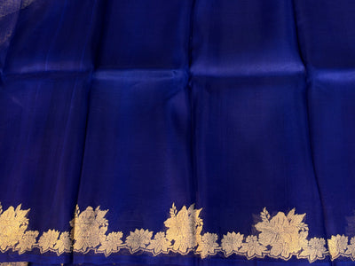 Pure handloom kora silk saree in Navy blue  colour