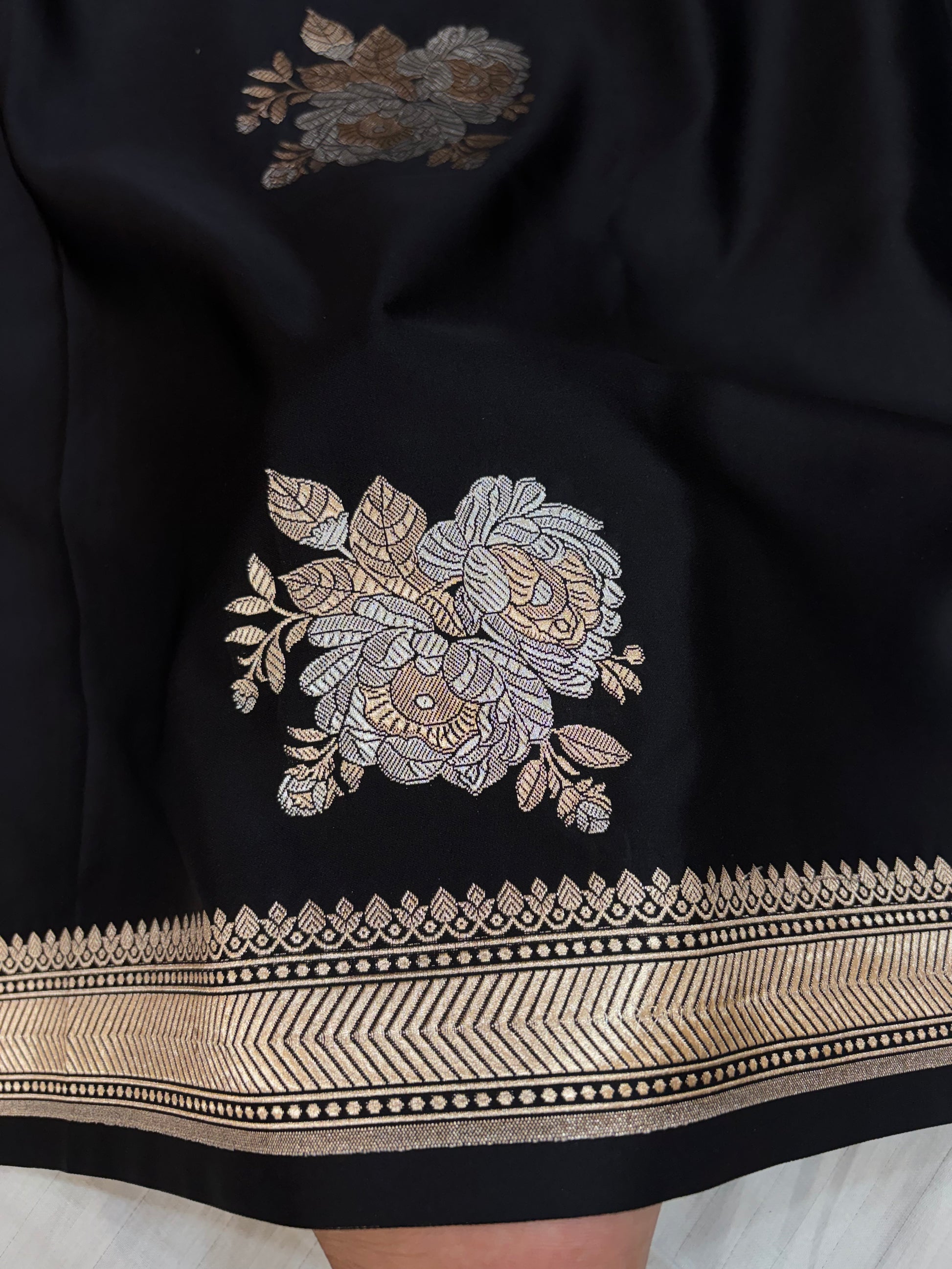 Beautiful Black mulberry silk saree