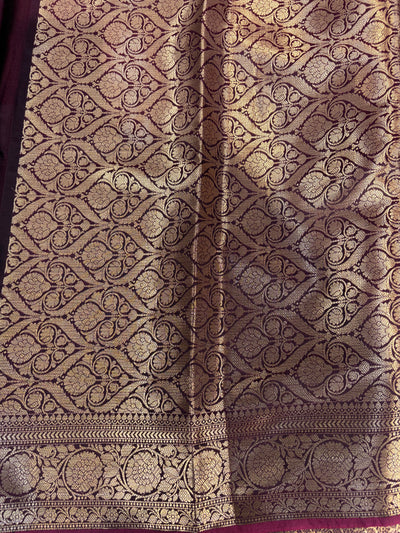 Banarasi mulberry katan silk saree in beautiful wine colour