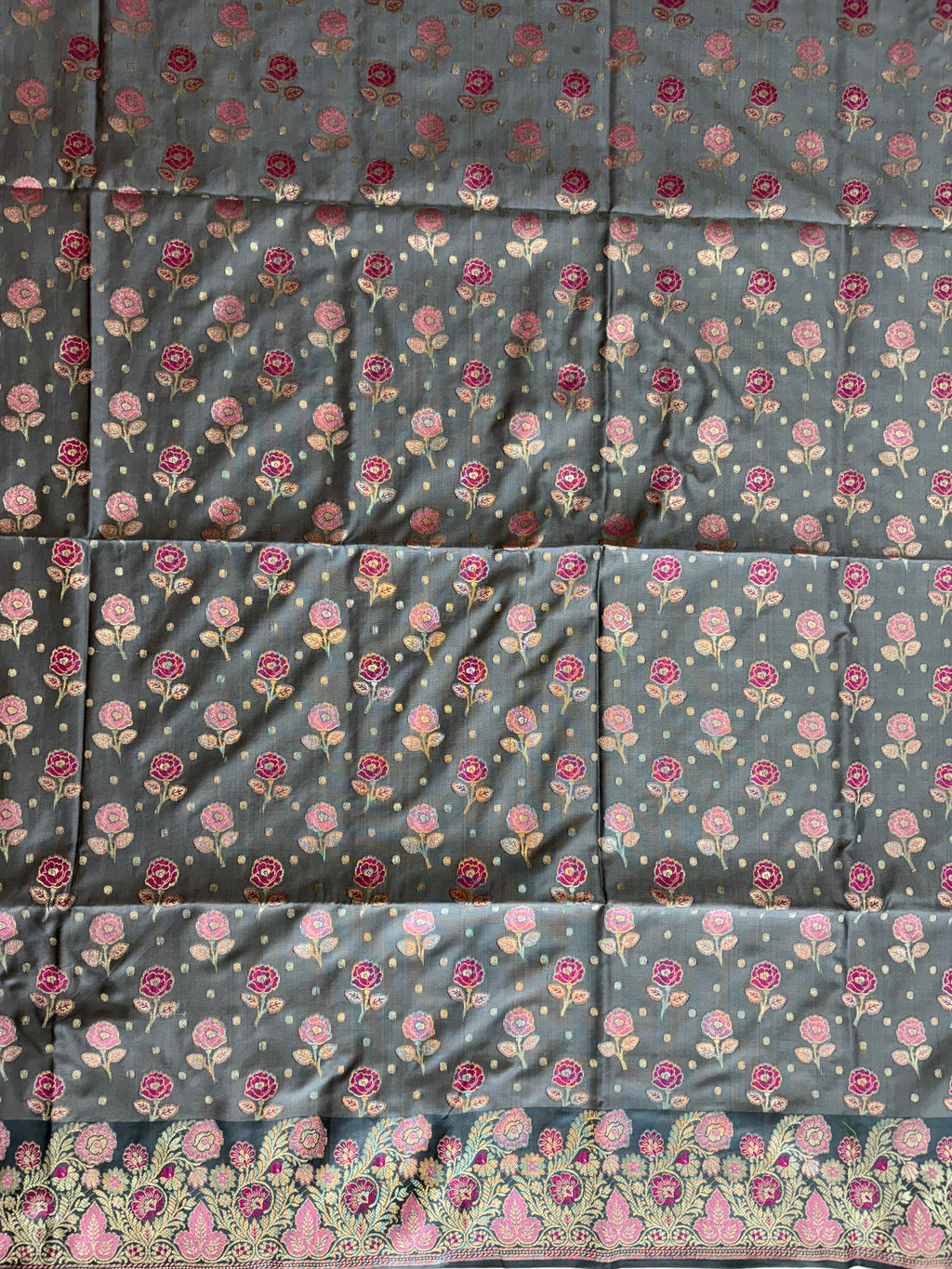 Banarasi soft silk suit light dark grey colour