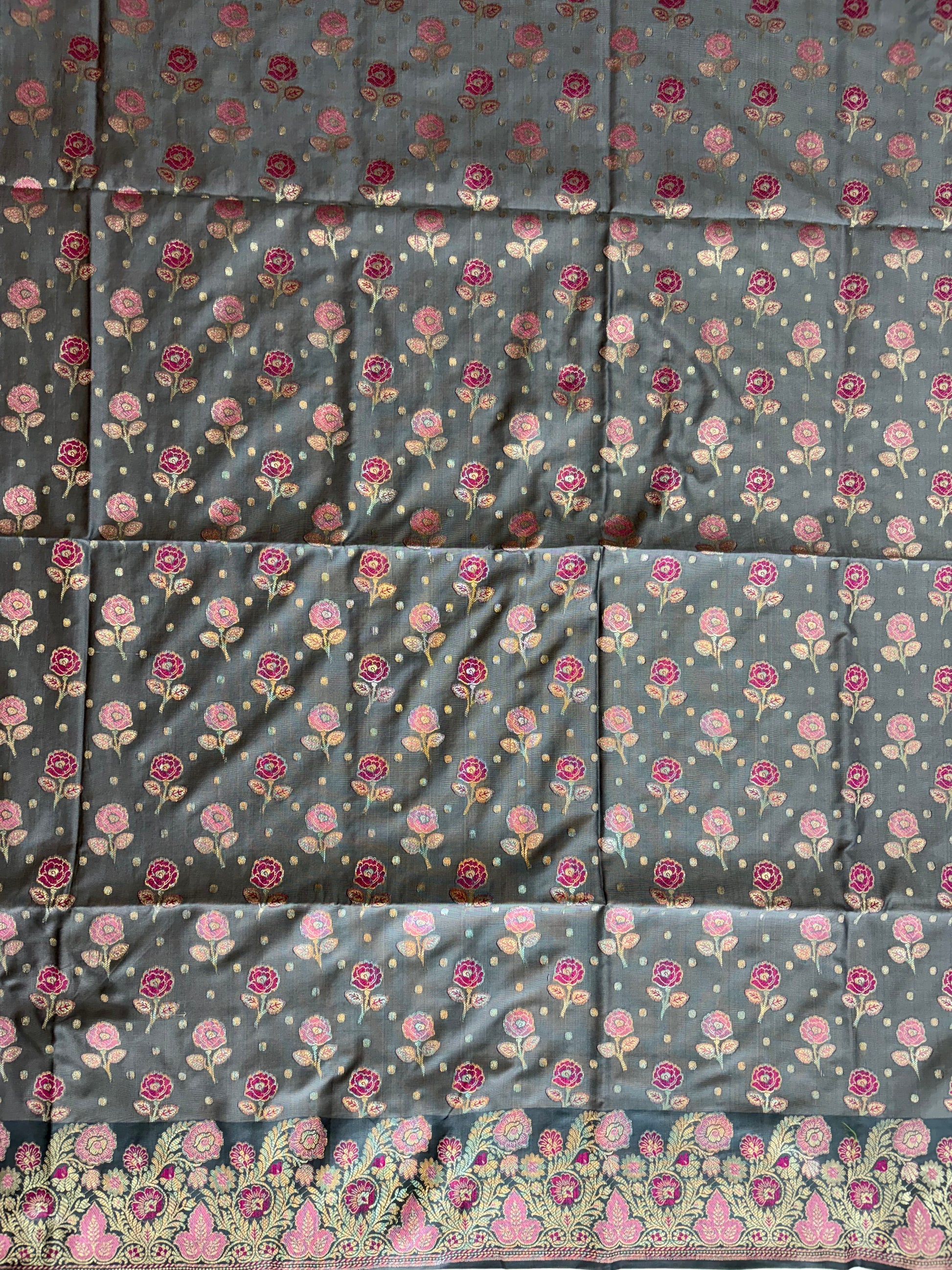 Banarasi soft silk suit light dark grey colour