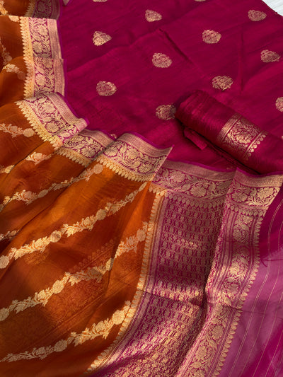 Pure handwoven Raw silk suit in beautiful combination