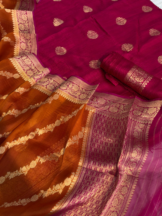 Pure handwoven Raw silk suit in beautiful combination