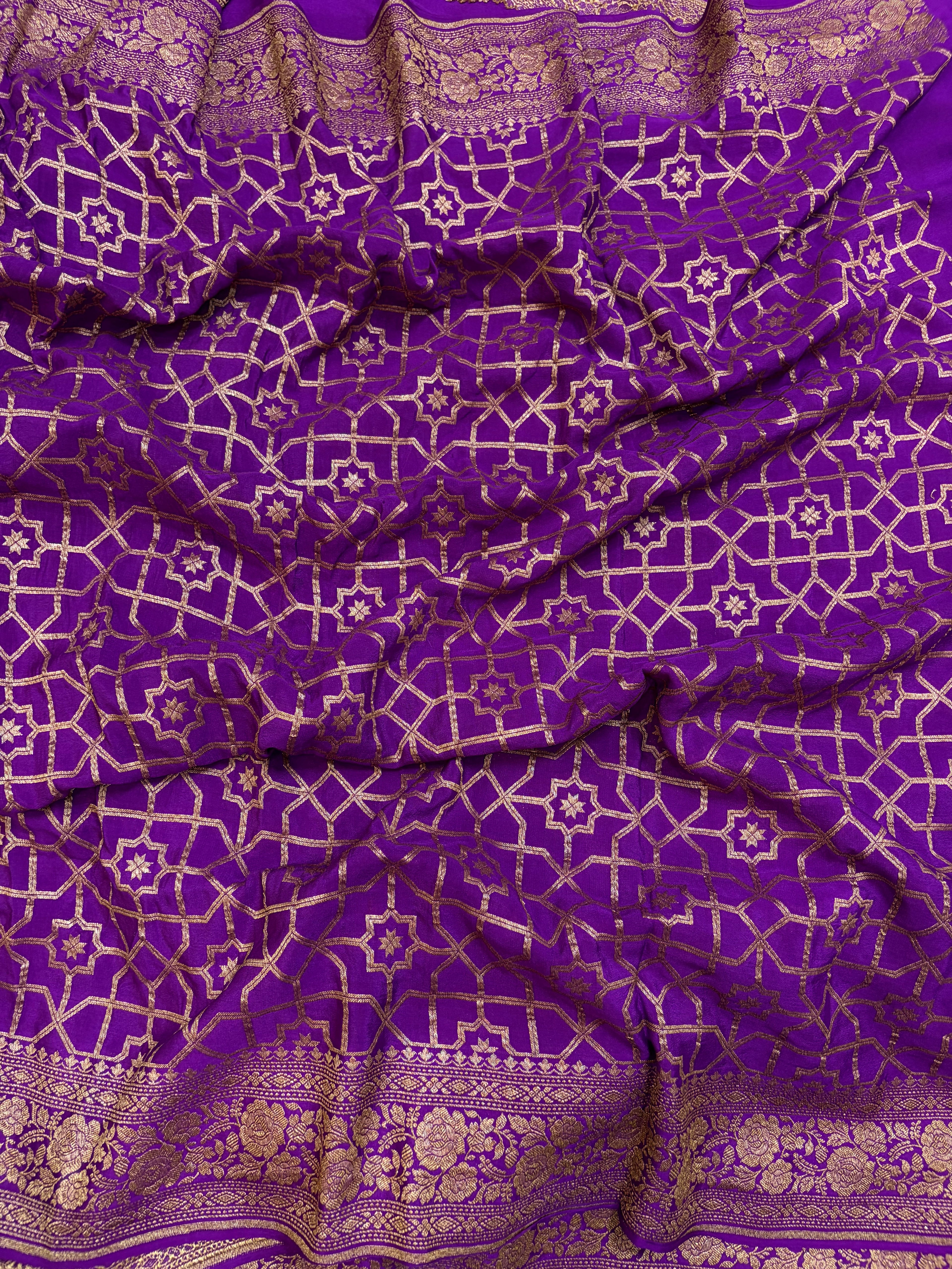 Pure khaddi crepe silk saree in magenta colour