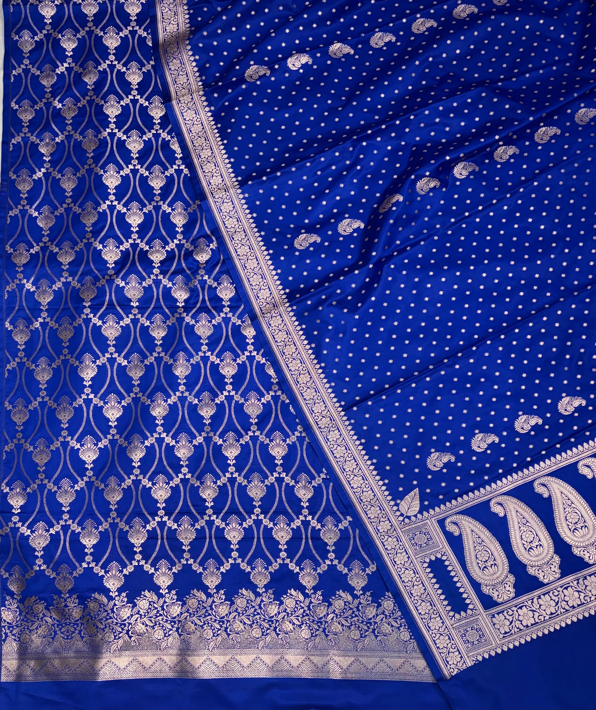 Beautiful Banarasi Mashru silk suit in Royal blue colour