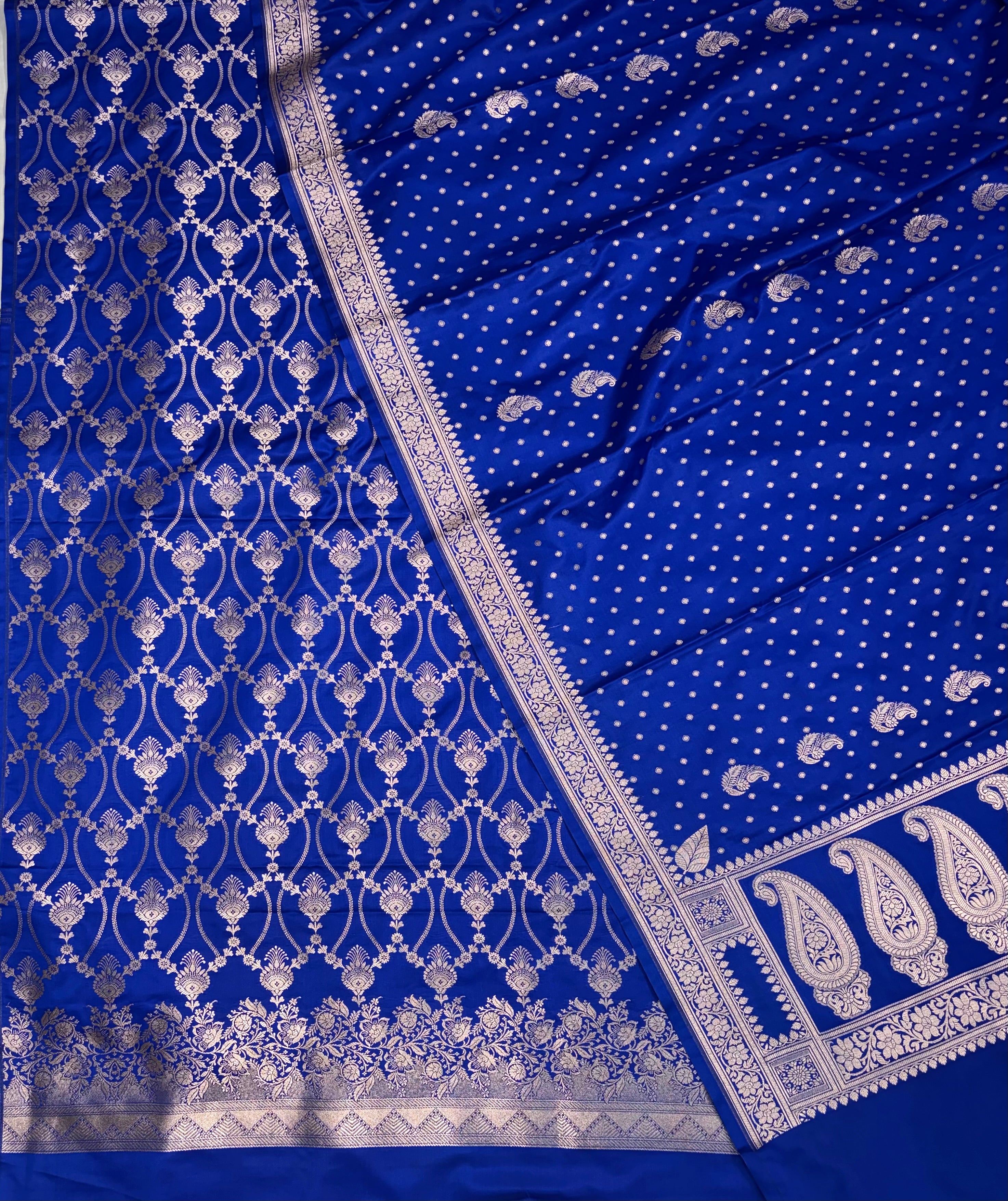 Beautiful Banarasi Mashru silk suit in Royal blue colour