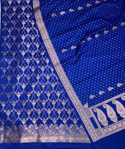 Beautiful Banarasi Mashru silk suit in Royal blue colour