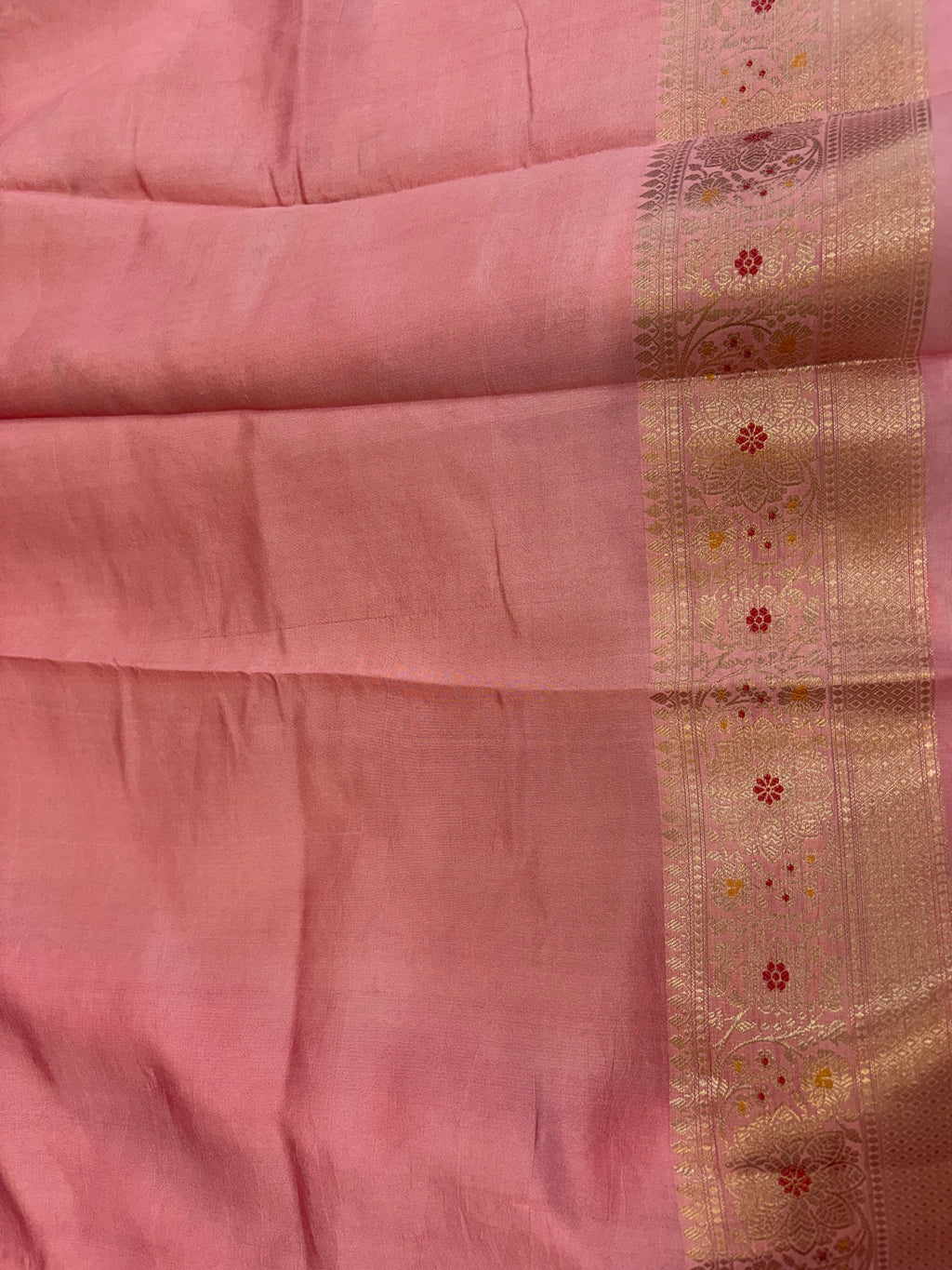 Pure raw mango saree in orange with peach colour combination
