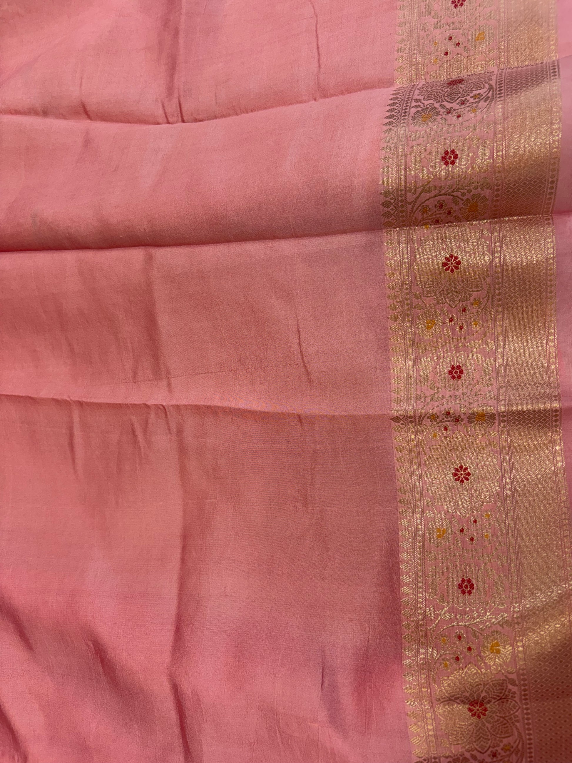 Pure raw mango saree in orange with peach colour combination