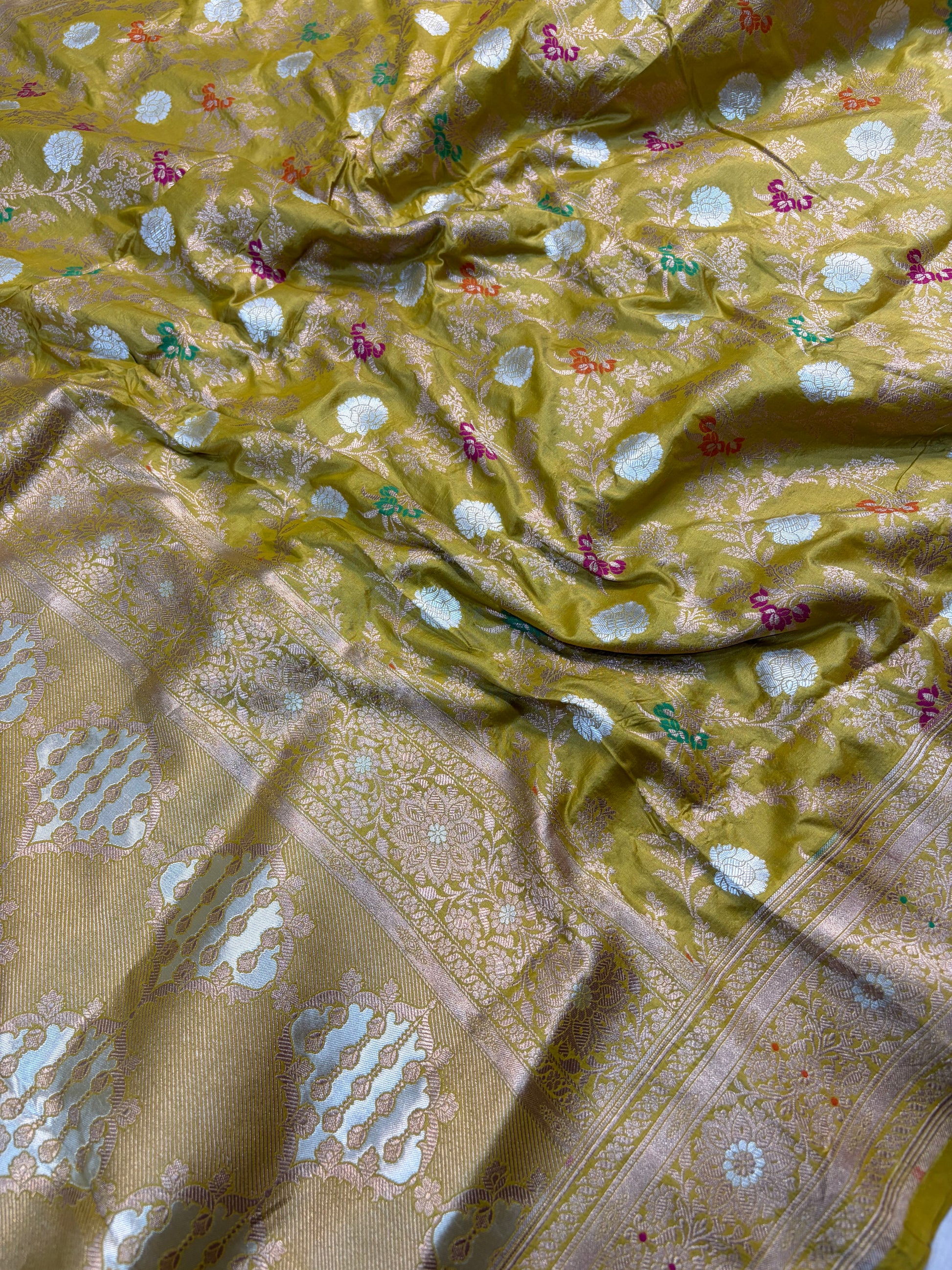 Beautiful Premium katan silk saree in olive colour