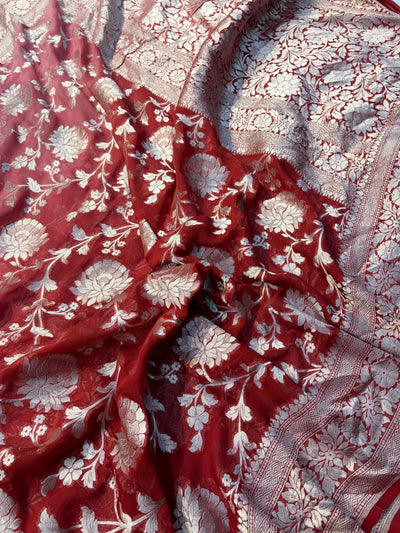 Premium Pure georgette silk sarees in beautiful dual colour shade