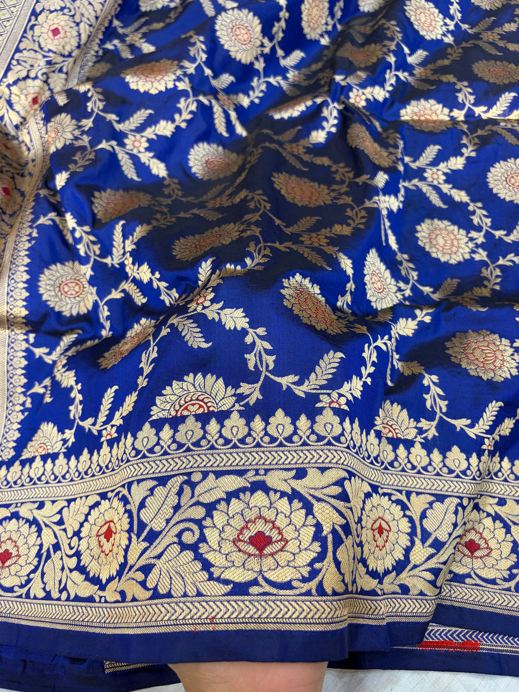 Pure katan silk saree in royal blue colour