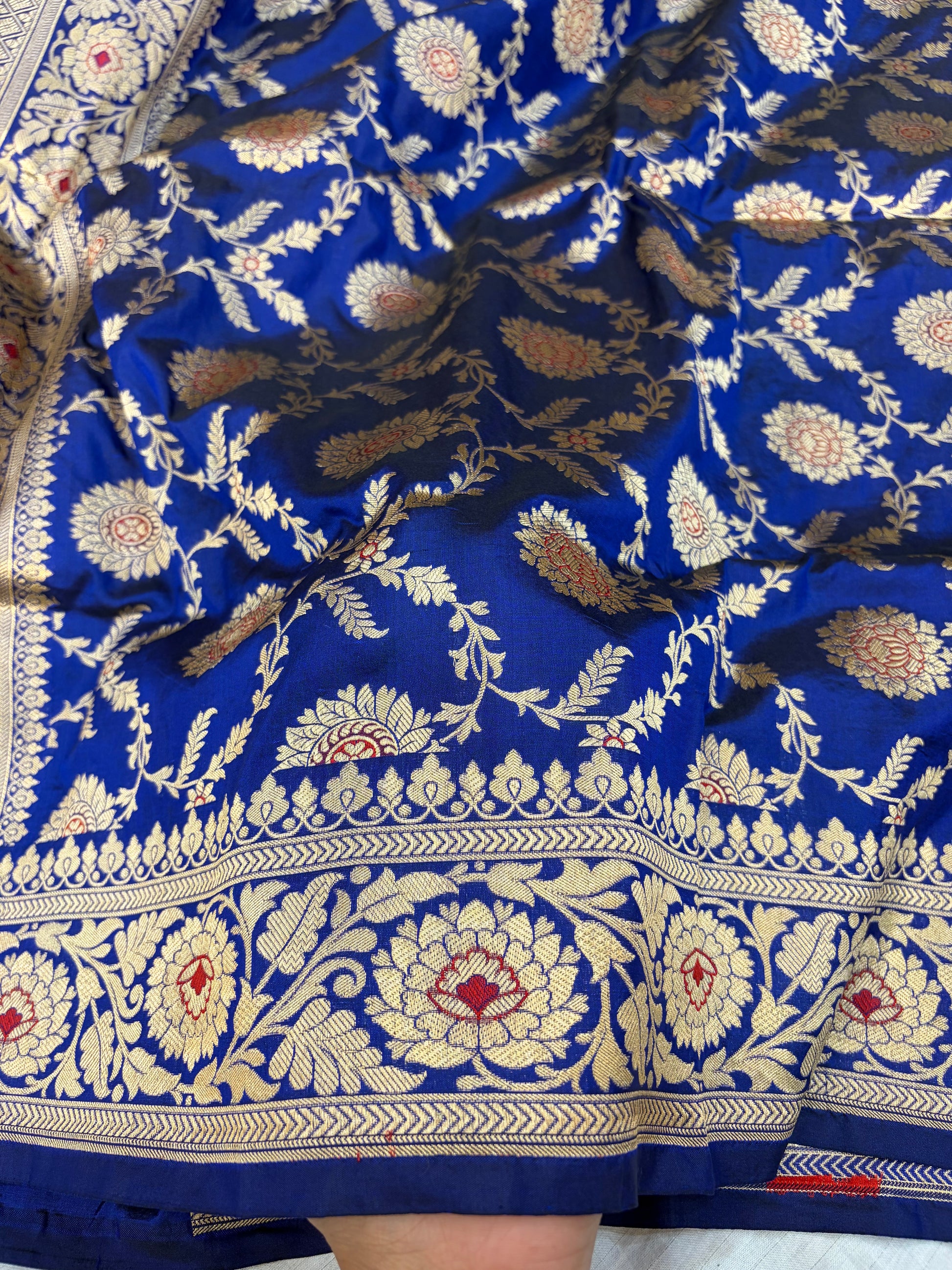 Pure katan silk saree in royal blue colour