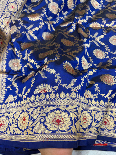 Pure katan silk saree in royal blue colour