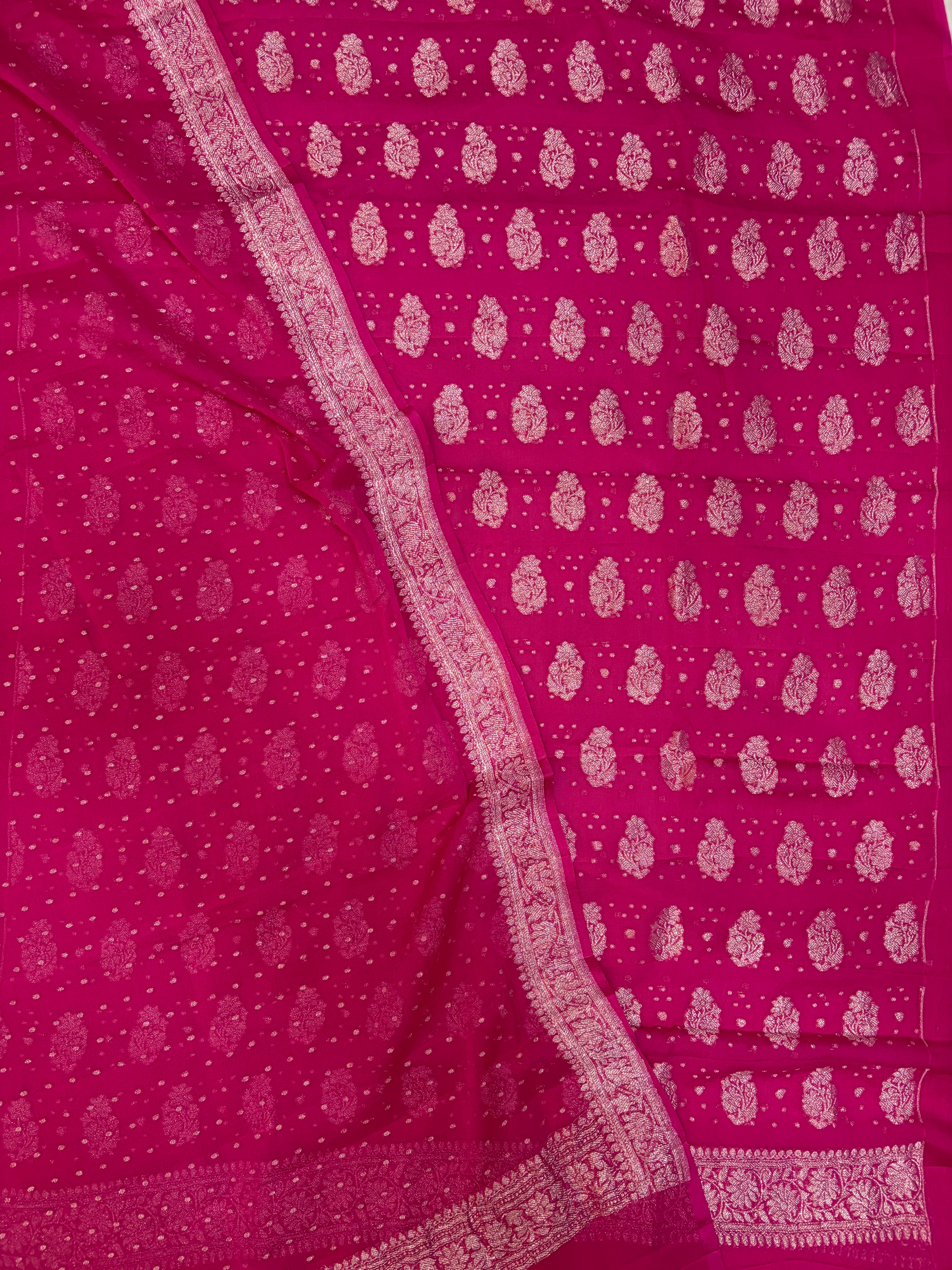 Pure khaddi chiffon suit in magenta  colour
