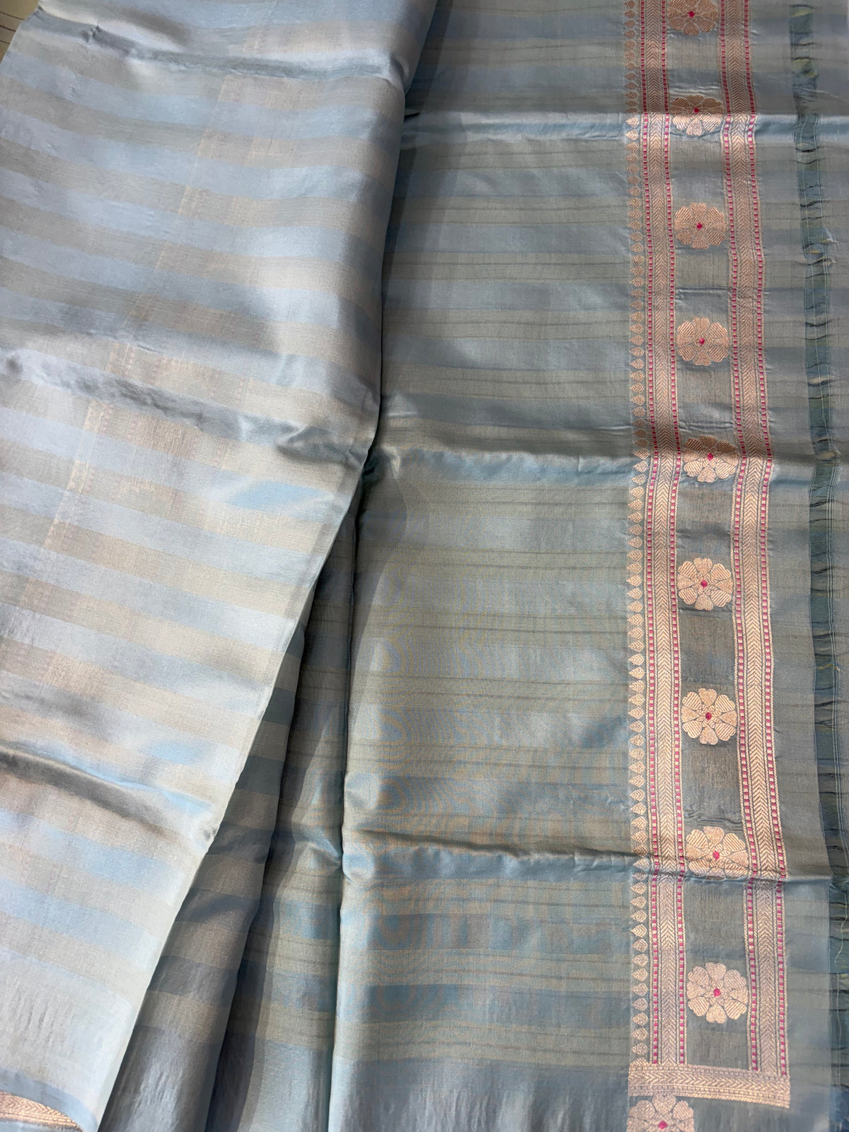 Handwoven pure Kora katan silk saree