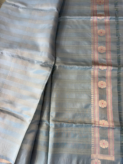 Handwoven pure Kora katan silk saree