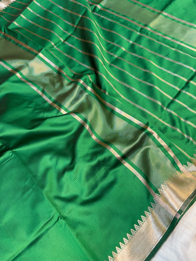Banarasi soft silk saree in green colour