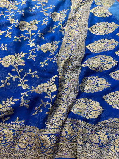 Premium Pure georgette silk sarees in beautiful dual colour shade
