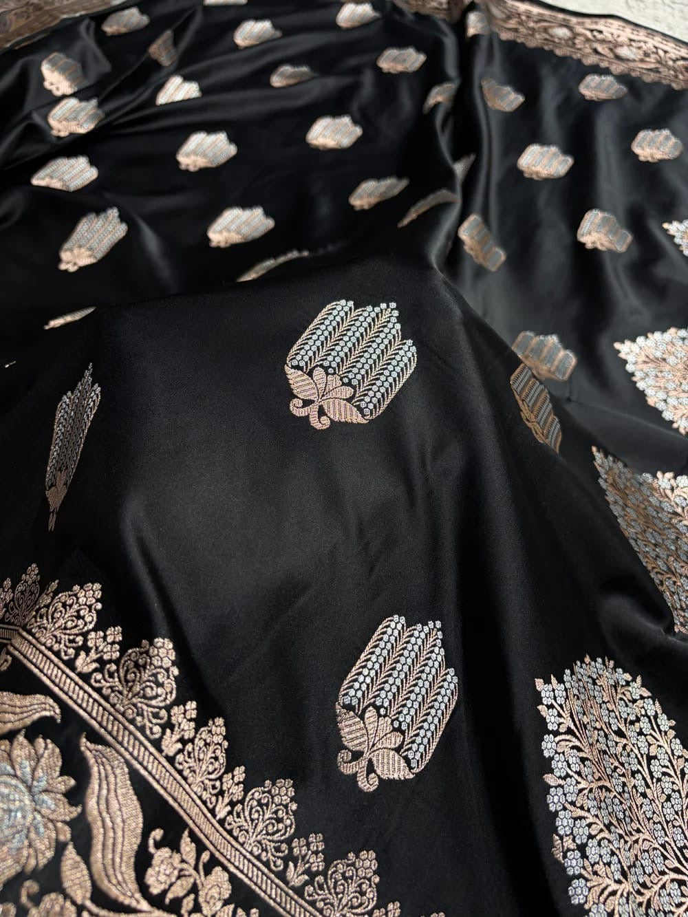 Beautiful Mashru silk saree in black colour